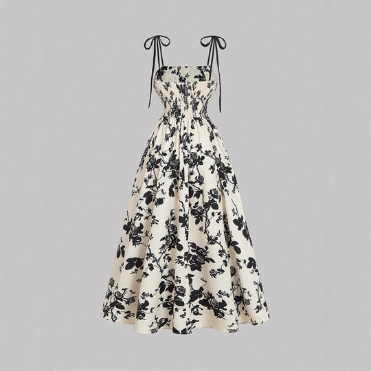 DAHLIANA™ - Elegant Summer Floral Tie-Shoulder Sundress