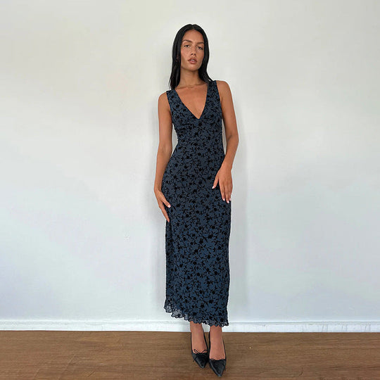 LARA™ - Classy Floral Print V-Neck Sleeveless Maxi Dress