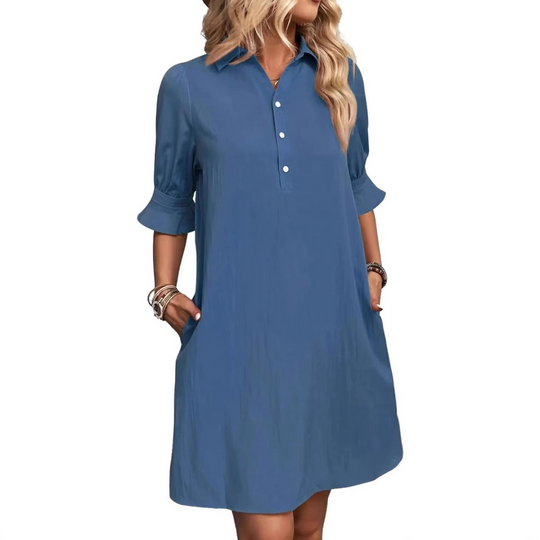 FRANCHESCA™ - Casual Button Down Shirt Dress