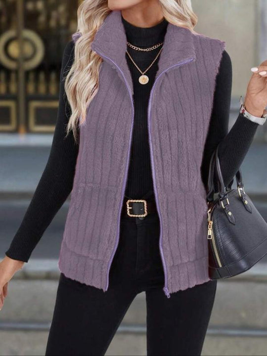 GRACE™ - Warm Ribbed Fleece Vest with Zipper Pocket for Fall & Winter